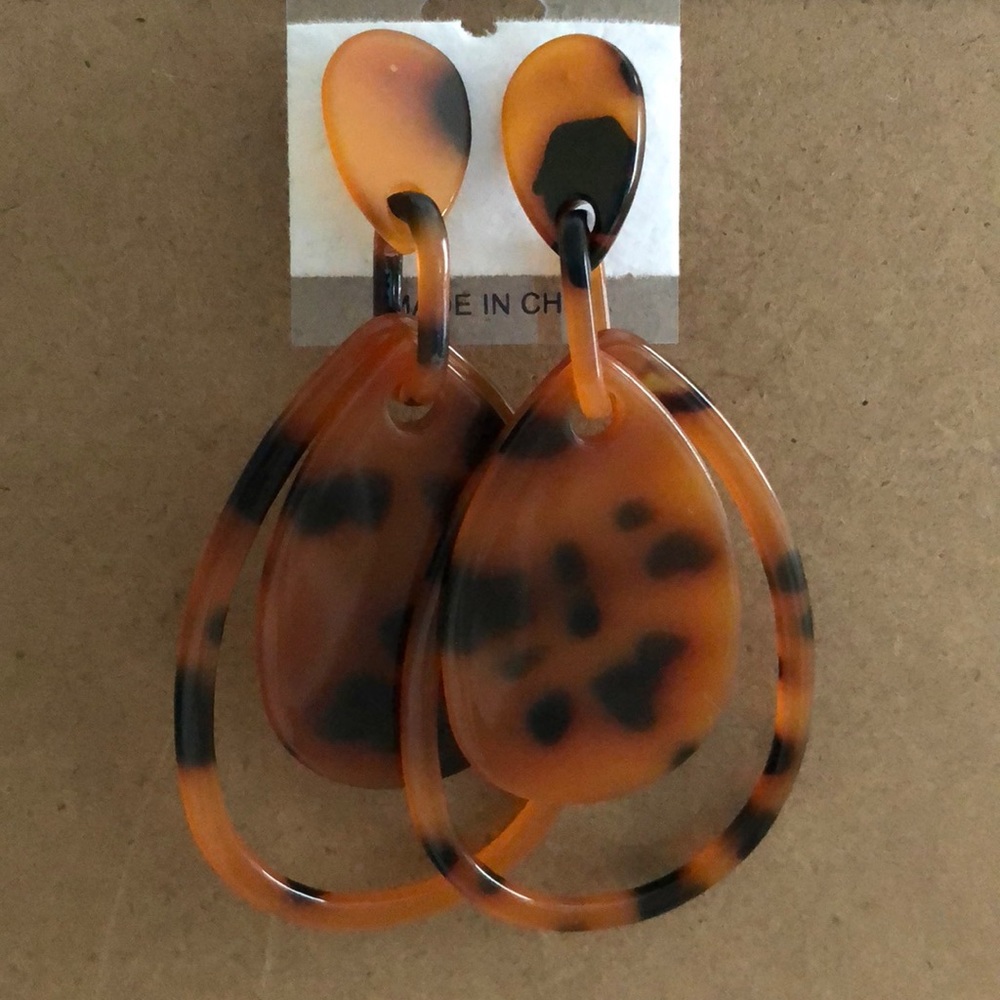 Leopard Resin Statement Earrings